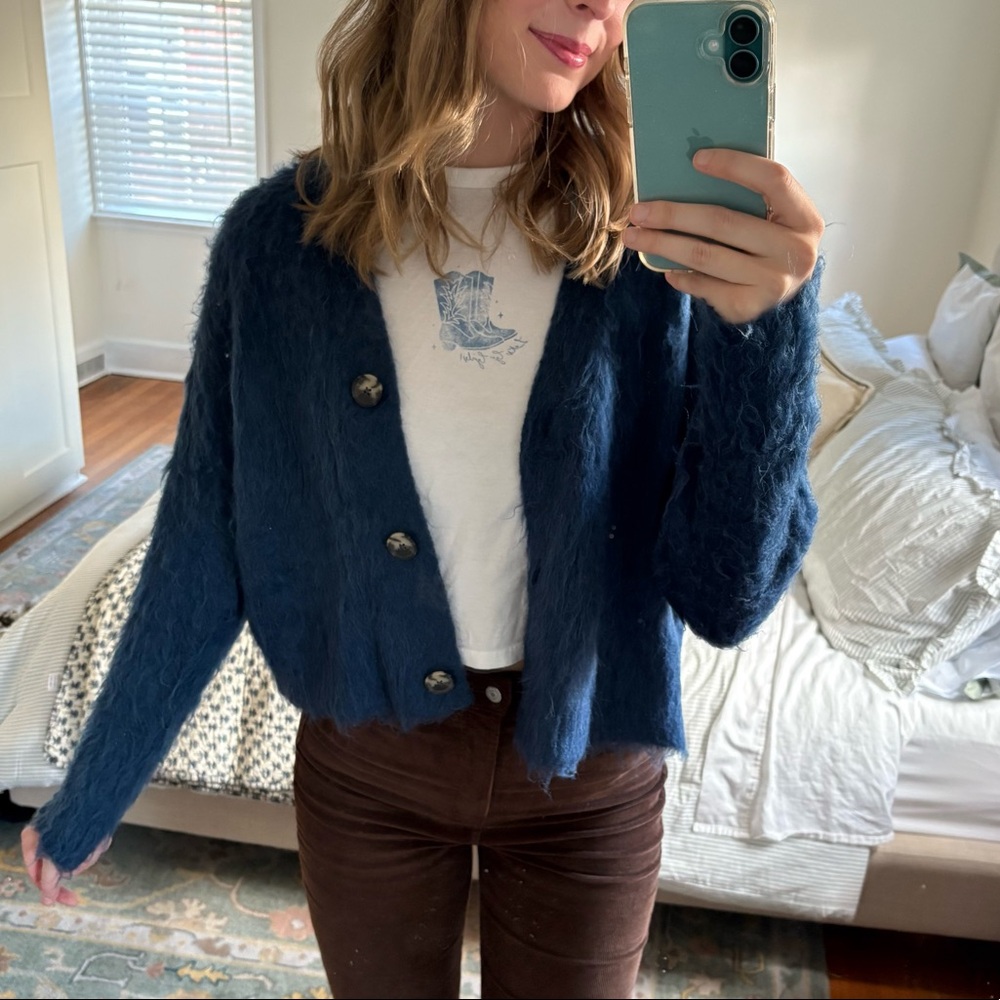 Madewell Fuzzy V Neck Cardigan